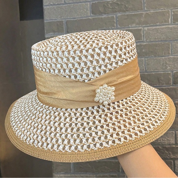 Unbranded Accessories - 🆕 Straw Wide Brim Flat Top Hat